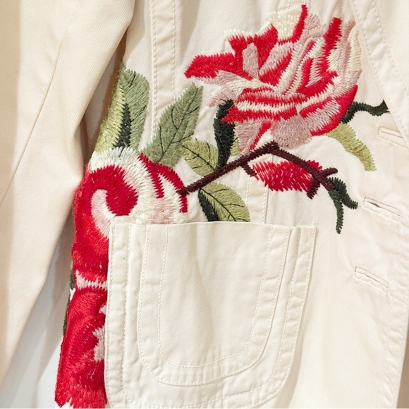 Johnny Was Vintage Ivory Embroidered Rose Floral Blazer Jacket Bohemian M - Picture 3 of 14